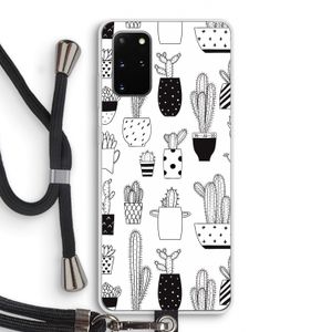 Cactusmotief: Samsung Galaxy S20 Plus Transparant Hoesje met koord