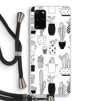 Cactusmotief: Samsung Galaxy S20 Plus Transparant Hoesje met koord