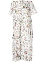 ERDEM robe fleurie à volants superposés - Blanc - thumbnail