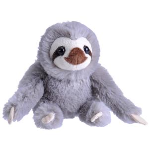Wild Republic Pluche knuffel dieren Luiaard - grijs - 13 cm - Speelgoed knuffelbeesten