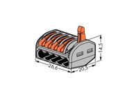 WAGO 222 Lasklem Flexibel: 0.08-4 mm² Massief: 0.08-2.5 mm² Aantal polen: 5 40 stuk(s) Grijs, Oranje - thumbnail