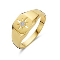 Prachtige 14k Geelgouden Ring met Zirkonia en 8mm Breedte