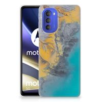 Motorola Moto G51 5G TPU Siliconen Hoesje Marble Blue Gold