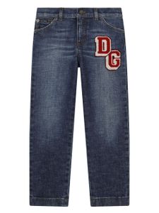 Dolce & Gabbana Kids jean à logo brodé - Bleu