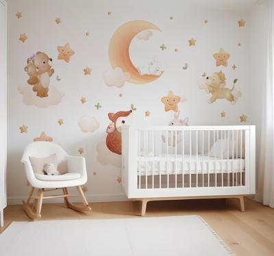 Welterusten foto behang babykamer