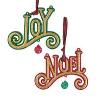 Ornament plastic joy & noel bord l9cm - Kurt s adler