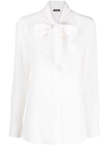 Kiton blouse en soie à col lavallière - Blanc