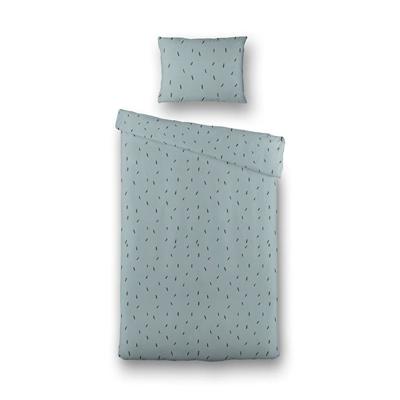 Dekbedovertrek Katoen Mini Stripes Blauw Stippen 120x150 Cm Fresh And Co Kids - Dekbed-Discounter.nl