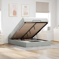 Ottoman bed met matras 140x200cm fluweel lichtgrijs