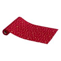 Kerst stof/tafelloper - rood - 300 x 28 cm - polyester - tafelversiering - kerstdiner