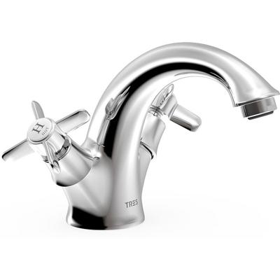 Wastafelkraan Tres Clasic | Opbouw | Mengkraan | Standaard model | 2-knops | Vintage | Chroom