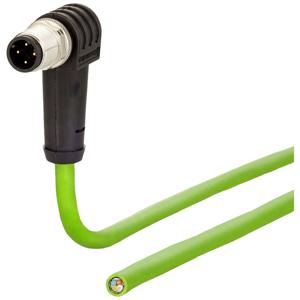 Metz Connect 142M1D90050 M12 Netwerkkabel, patchkabel CAT 5e SF/FTP 5.00 m Groen PUR-mantel, Zuurbestendig, Ozonbestendig, UV-bestendig, Geschikt voor