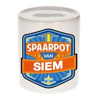 Kinder spaarpot met naam - Siem - keramiek - met dop - wit - Sparen - Spaargeld van Siem