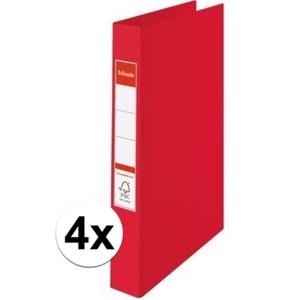 4x esselte ringband map - ordners - 2-gaats a4 - rood - ringmappen