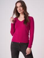 Basic fijngebreide V-hals trui van biologisch cashmere