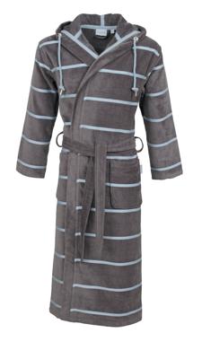 Carl Ross Carl Ross Heren Badjas Velours met Capuchon 610300 Basalt/Iceblue 52/54