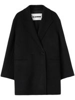 Jil Sander manteau en aine vierge à boutonnière croisée - Noir - thumbnail