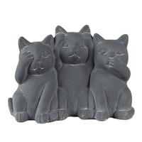 Clayre & Eef Beeld Kat 22x10x16 cm Grijs Steen Woonaccessoires - thumbnail