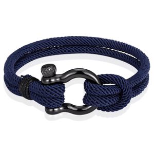 Nautische heren armband Paracord Edelstaal Anker Navy
