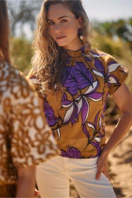Tessa flower top - honey/purple - 12895