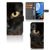 Xiaomi Redmi 9T | Poco M3 | Telefoonhoesje | Met pasjeshouder | Zwarte Kat