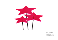 3 stuks! Zonnevangers Ster Rood-Roze (kleur fuchsia) medium 120x15 cm Cazador Del Sol - Cazador del sol