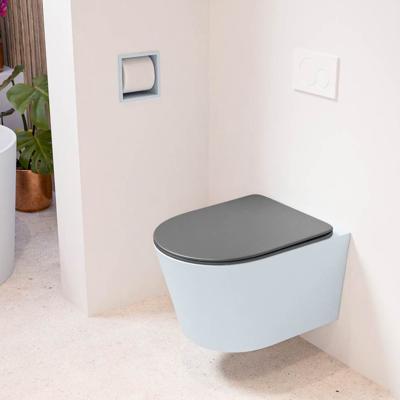 Wandcloset Mondiaz Lavie | Zonder spoelrand | Incl.Toiletzitting-Dark Grey | Keramiek | Clay (licht grijs)