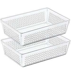 Organizer/opbergmandje - 2x - kunststof - transparant - 2.3L - 23 x 15 x 6 cm