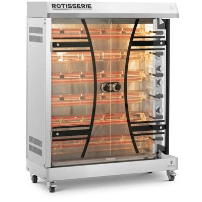 Elektrische kippengrill - 6 spiesen voor 36 kippen - met verlichting en wielen - Royal Catering