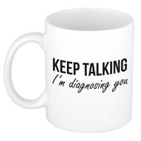 Keep talking diagnosing kado mok / beker wit - Psychologie geslaagd / afstudeer cadeau