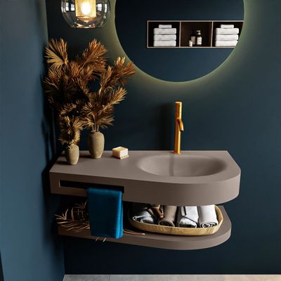 MONDIAZ RIVA 100cm Wastafel met planchet kleur Smoke. Wastafel DULCET rechts 1 kraangaten kleur Smoke. MONDIAZ RIVA 100cm Wastafel met planchet kleur Smoke. Wastafel DULCET rechts 1 kraangaten kleur Smoke.