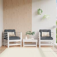 Tuinstoelen met kussens 2 st massief grenenhout wit
