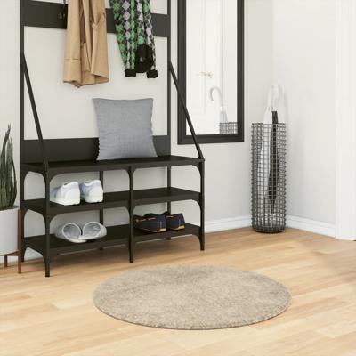 VidaXL Vloerkleed istan hoogpolig glanzend ø 80 cm beige