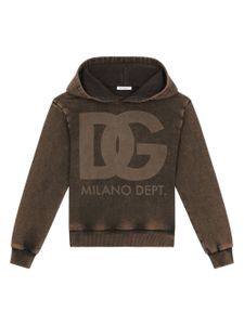 Dolce & Gabbana Kids hoodie à logo imprimé - Marron