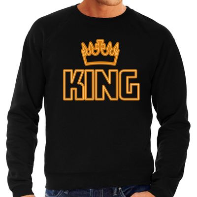 Koningsdag sweater - king kroontje - heren - zwart Koningsdag sweater - king kroontje - heren - zwart