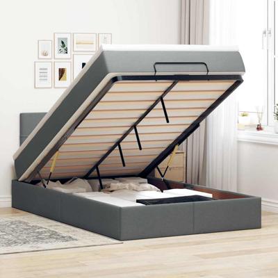 Bed met matras 120x190 cm stof donkergrijs