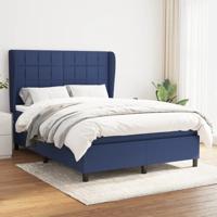 Boxspring met matras stof blauw 140x190 cm