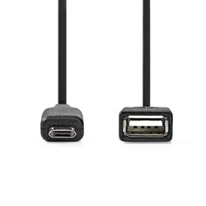 USB-Adapter | USB 2.0 | USB Micro-B Male | USB-A Female | 480 Mbps | 0.20 m | Rond | Vernikkeld | PV