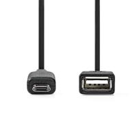 USB-Adapter | USB 2.0 | USB Micro-B Male | USB-A Female | 480 Mbps | 0.20 m | Rond | Vernikkeld | PV - thumbnail