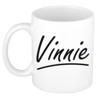 Naam cadeau mok / beker Vinnie met sierlijke letters 300 ml   - - thumbnail