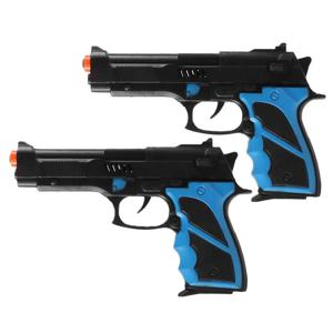 Politie speelgoed pistool - 2x - kind en volwassenen - verkleed rollenspel - plastic - 22 cm