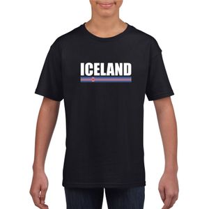 IJslandse supporter t-shirt zwart voor kinderen XL (158-164)  -