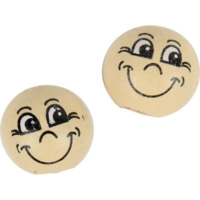 Creativ Company Houten ballen met gezichten, d 12 mm, licht beige, 20 stuk/ 1 doos