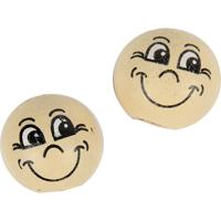 Creativ Company Houten ballen met gezichten, d 12 mm, licht beige, 20 stuk/ 1 doos