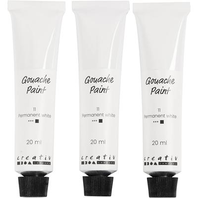 Creativ Company Gouacheverf, wit, 3x20 ml/ 1 doos