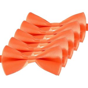 5x Oranje verkleed vlinderstrikjes 14 cm voor dames/heren