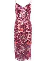 Marchesa Notte robe botanique brodée de sequins - Rose - thumbnail