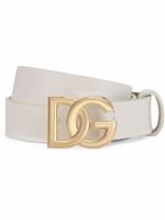 Dolce & Gabbana Kids ceinture en cuir verni à logo DG - Blanc