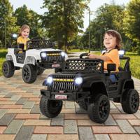 12 V Kinderauto Elektrisch Voertuig op Batterijen voor Peuters Afstandsbediening voor Ouders 3 Snelheden LED-Lampjes Muziek-Wit