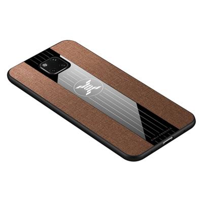 Voor Huawei mate 20 Pro XINLI stiksels doek Textue schokbestendig TPU beschermhoes (bruin)